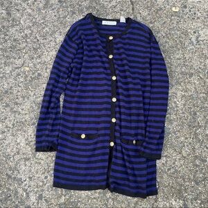 Vintage Chaus medium blue & black striped cardigan